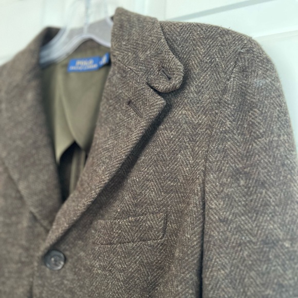 SOLD Polo Ralph Lauren Herringbone Tweed Double Knit Wool Blazer Jacket 4 Green - Picture 8 of 16